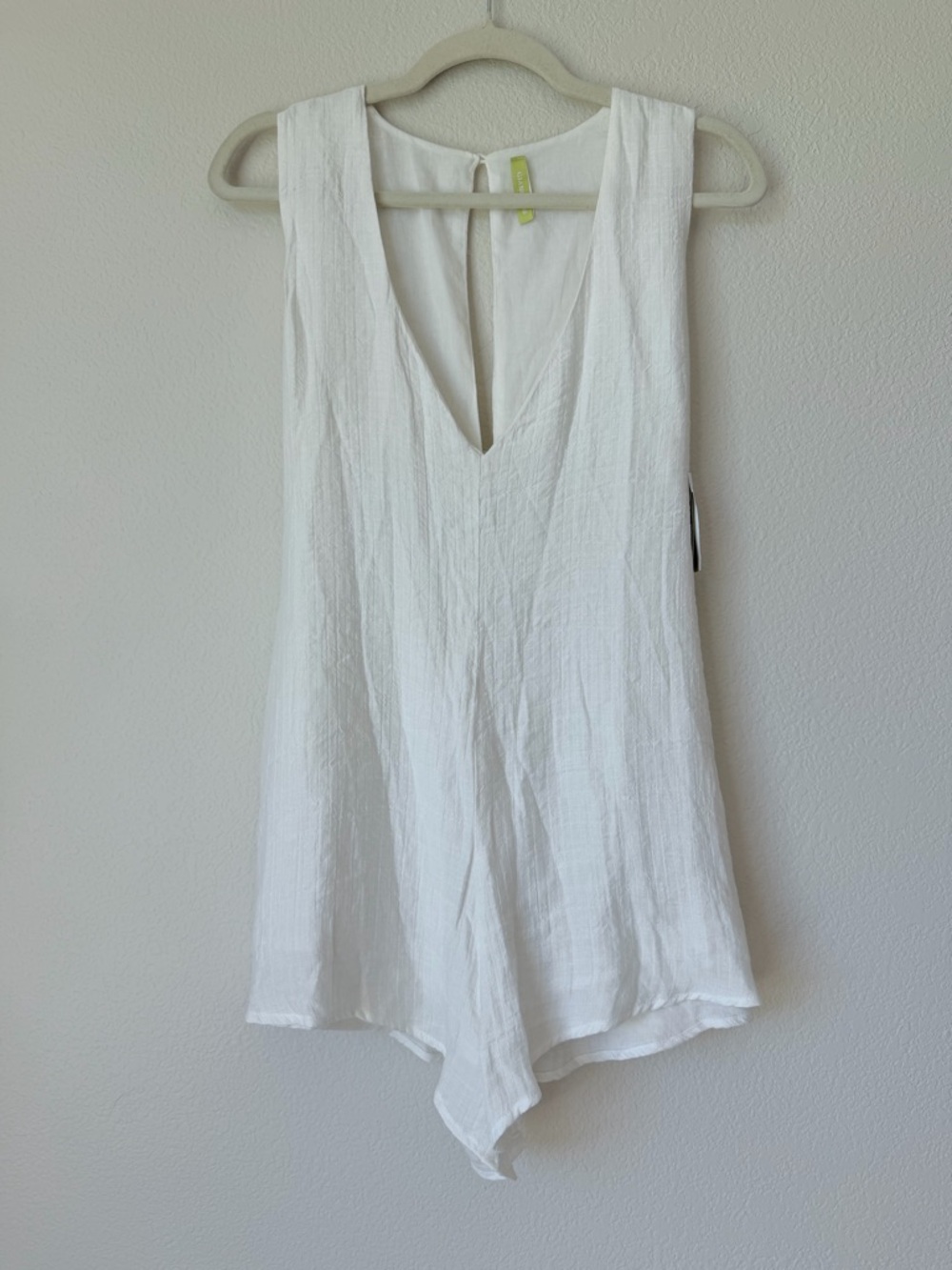 Gianni Bini White Tie Back Romper Textured Sleeveless XS NWT